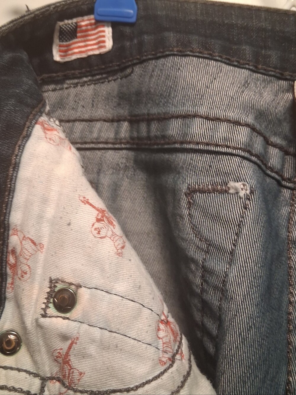 Early 2000s McBling True Religion Low Rise Dark Wash Flare Jeans Size 27 - Picture 9 of 10